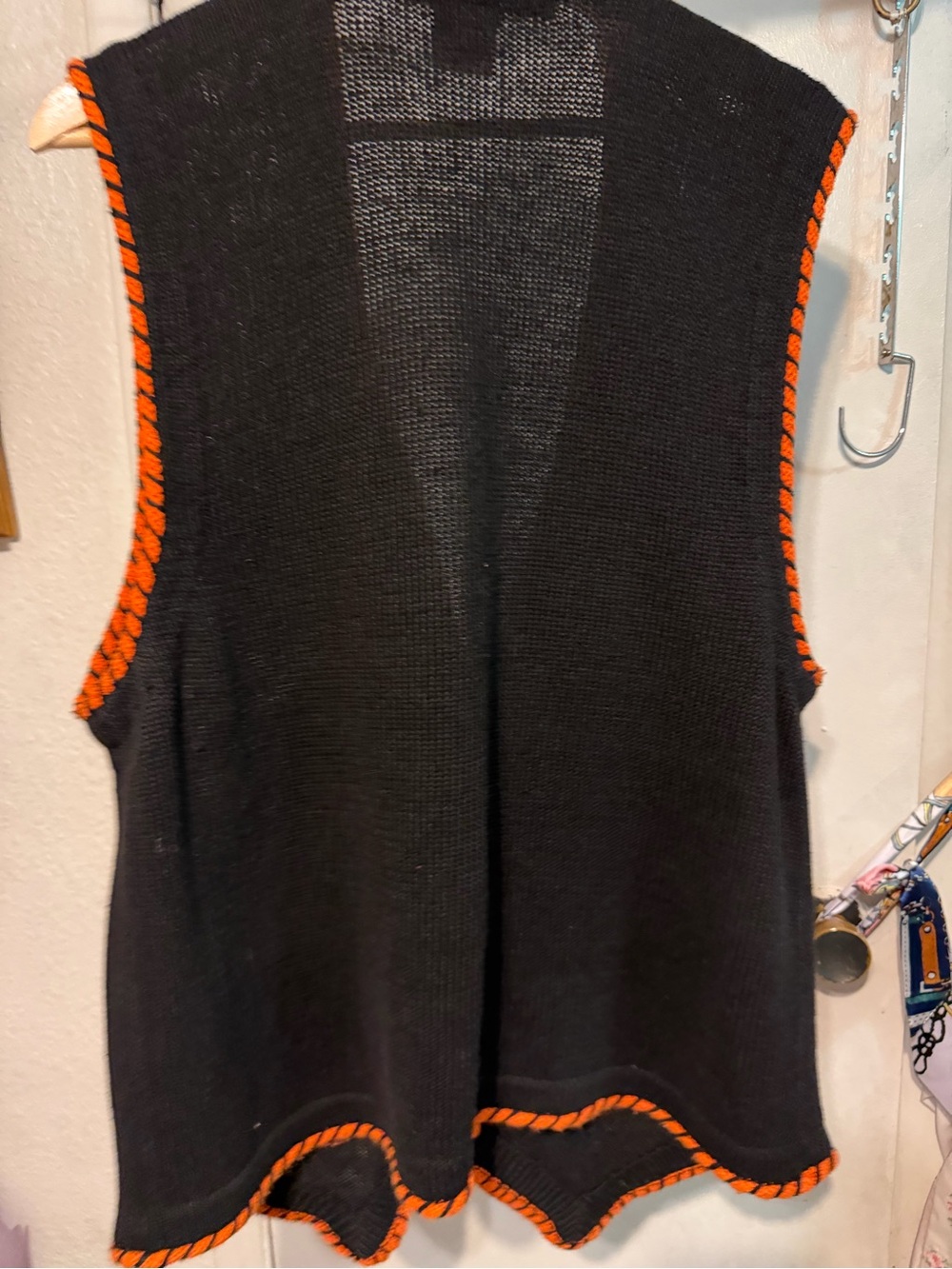 Victoria Jones Woman Black Halloween Trick-or-Treat Vest with Orange Trim - Picture 4 of 7